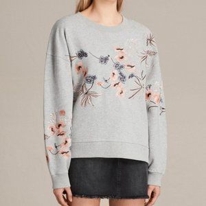 ALLSAINTS Margot Embroidery Grey Sweatshirt